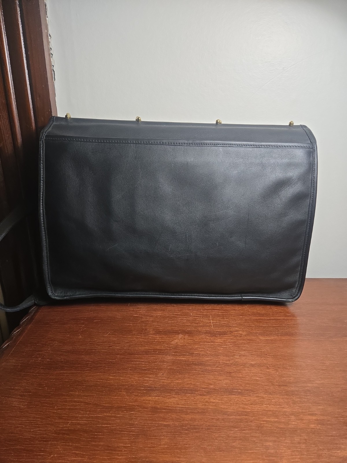 JACK GEORGES Vintage Briefcase Leather Black
