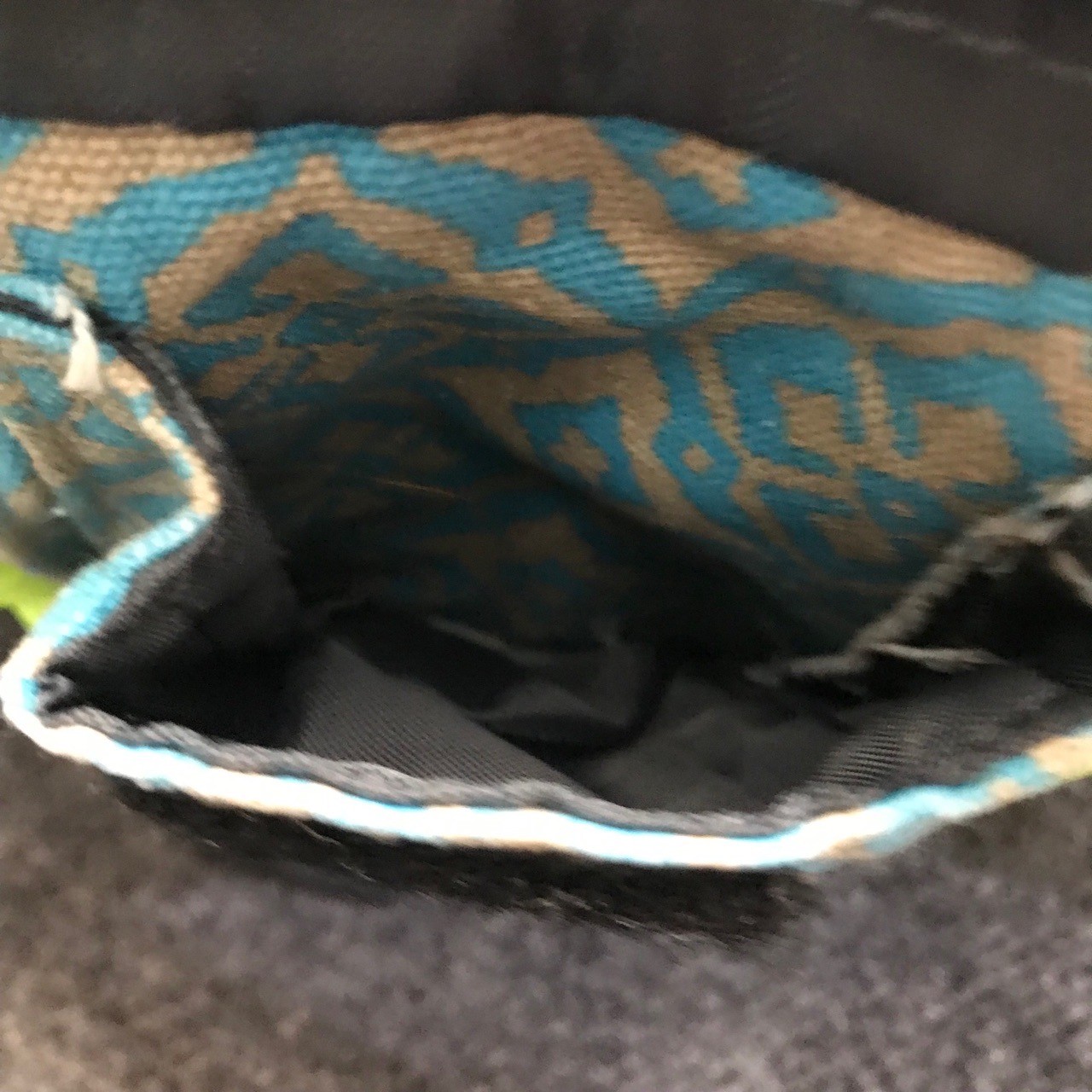 KAVU Rope Sling Bag Blue Tan Geometric Cross Body Outdoor Travel Backpack
