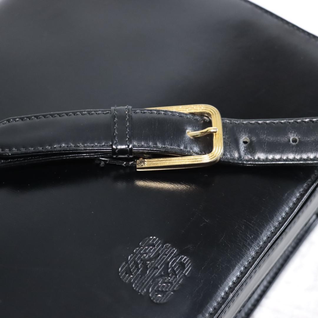 Loewe Shoulder Bag Crossbody Leather Anagram Embossed Formal Black 19×28.5×4.5cm