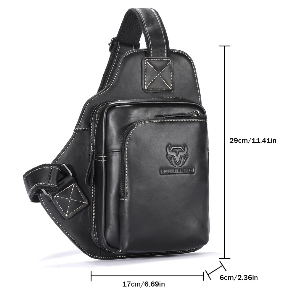 Men’s Shoulder Bag Sling Backpack,100% Genuine Leather Chest bag Crossbody Bag G