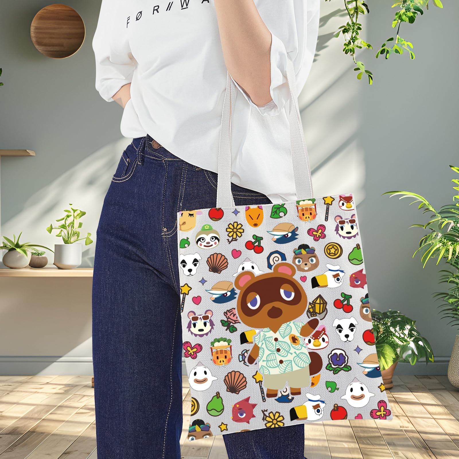BWWKTOP Animal Villager Tote Bag Tommy 14.56 x 12.59 inches, Bear 2tg