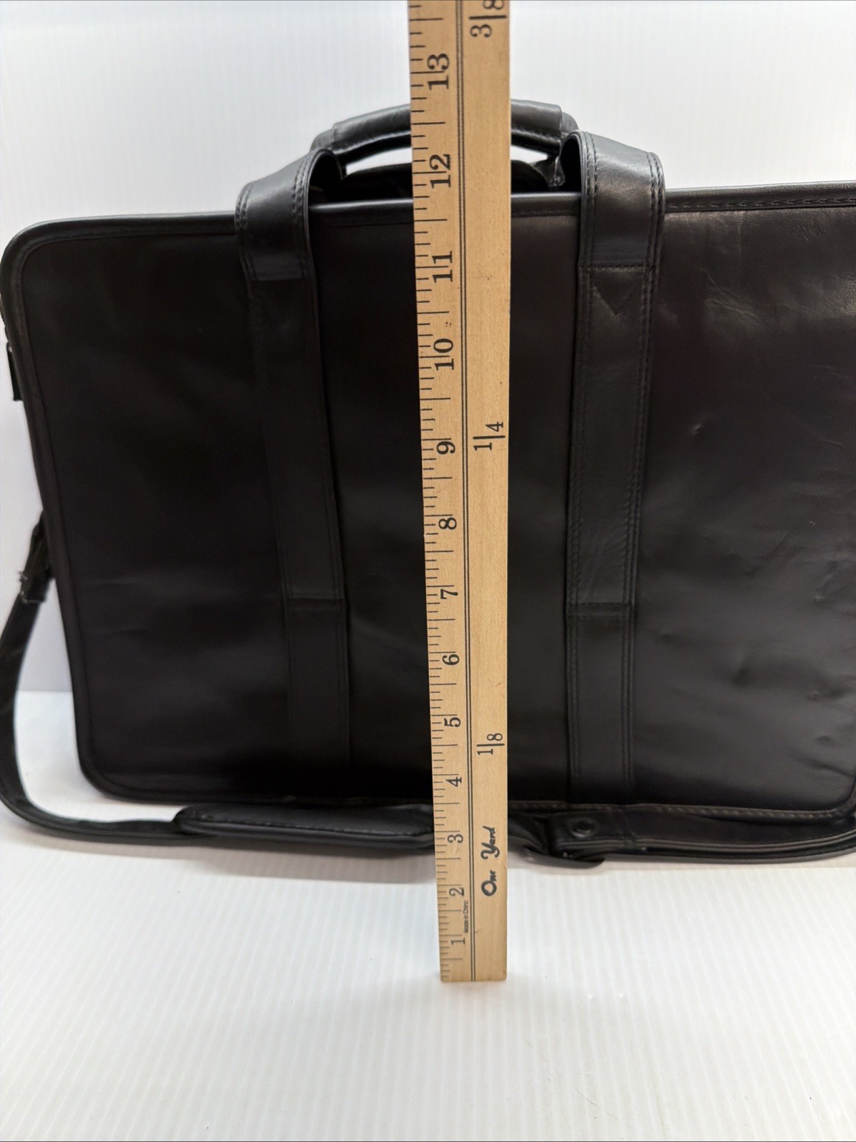 Black Leather USL Messenger Briefcase Messenger Bag Padded Multi Pocket Shoulder
