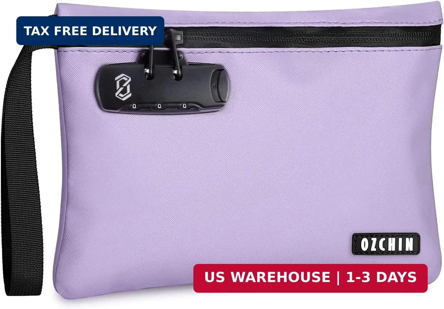 OZCHIN Smell Proof Bag with Combination Lock 10 X 7 inchs Locking Bag PU Leather