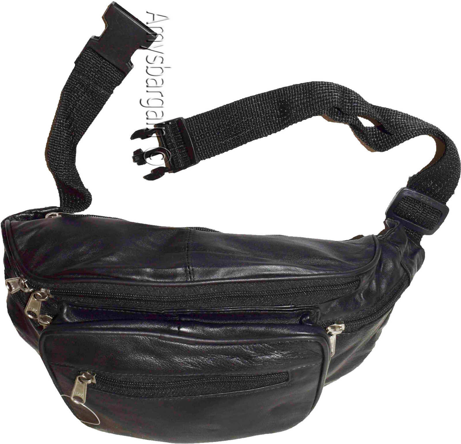 New Large Leather waist pouch. Black waist bag, leather bag, Jumbo Fanny pack BN