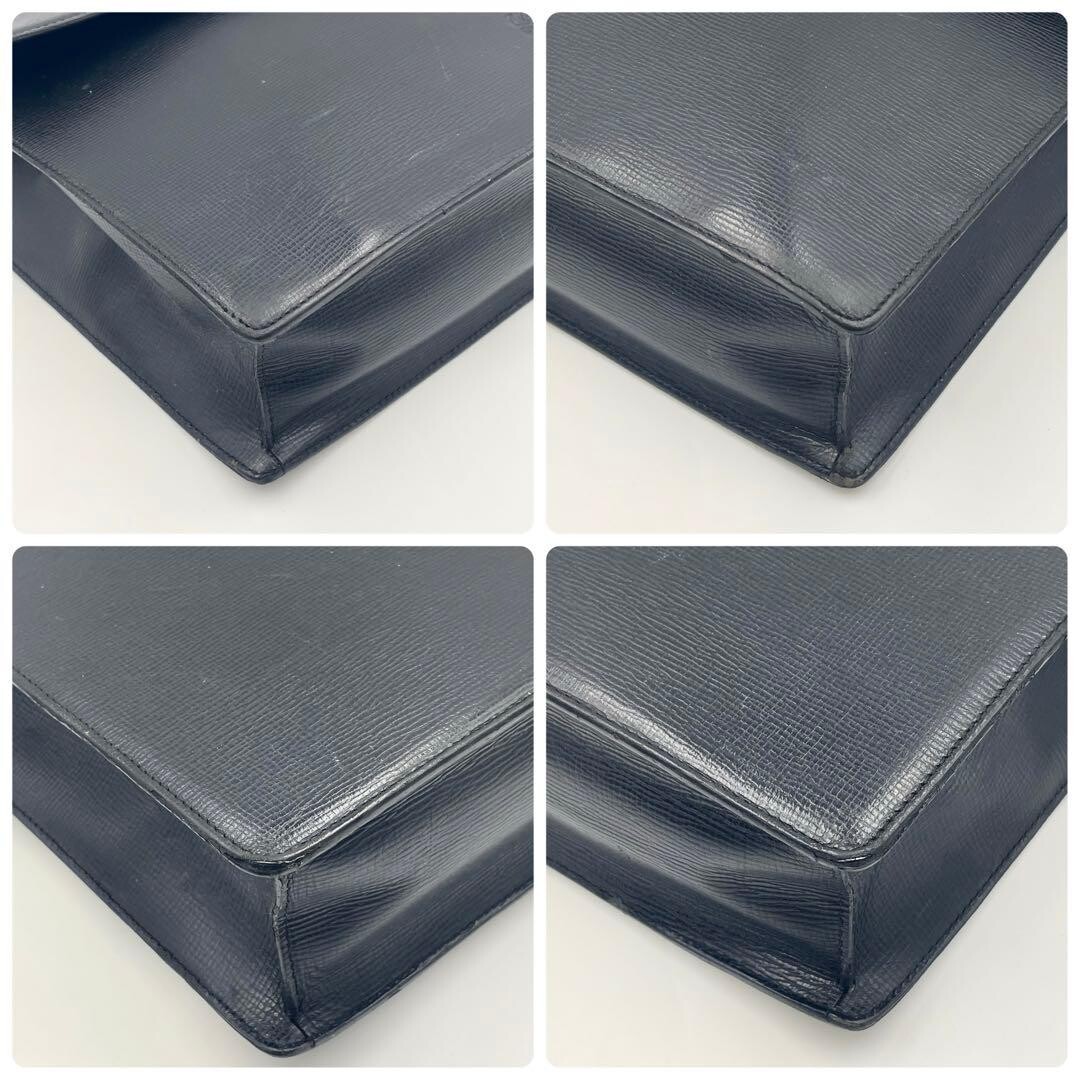 LOEWE Anagram Black Leather Briefcase Business Bag A4 PC Storage Auth