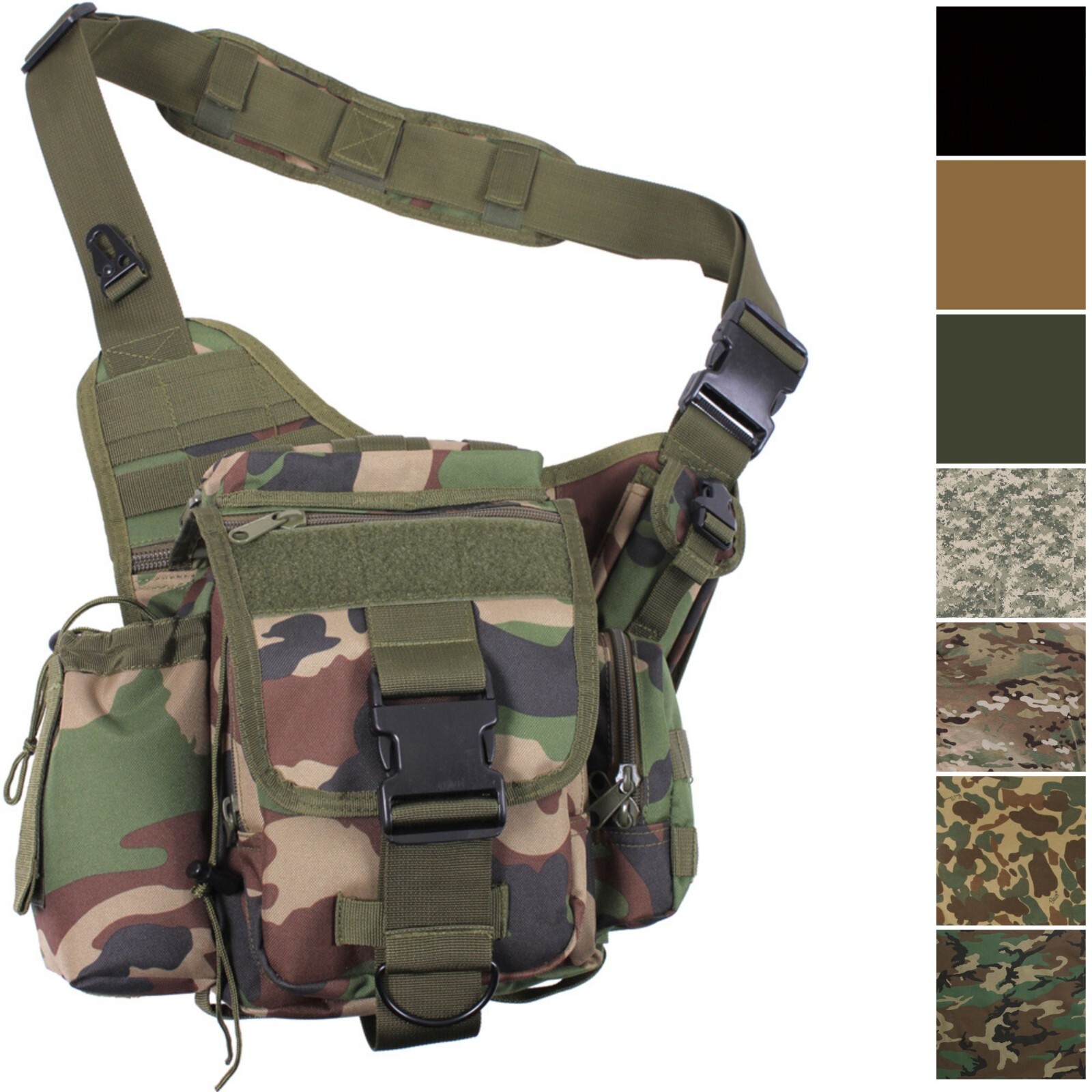 Advanced Tactical Hipster Sling Cross Body Bag Messenger MOLLE Camo Travel Pack