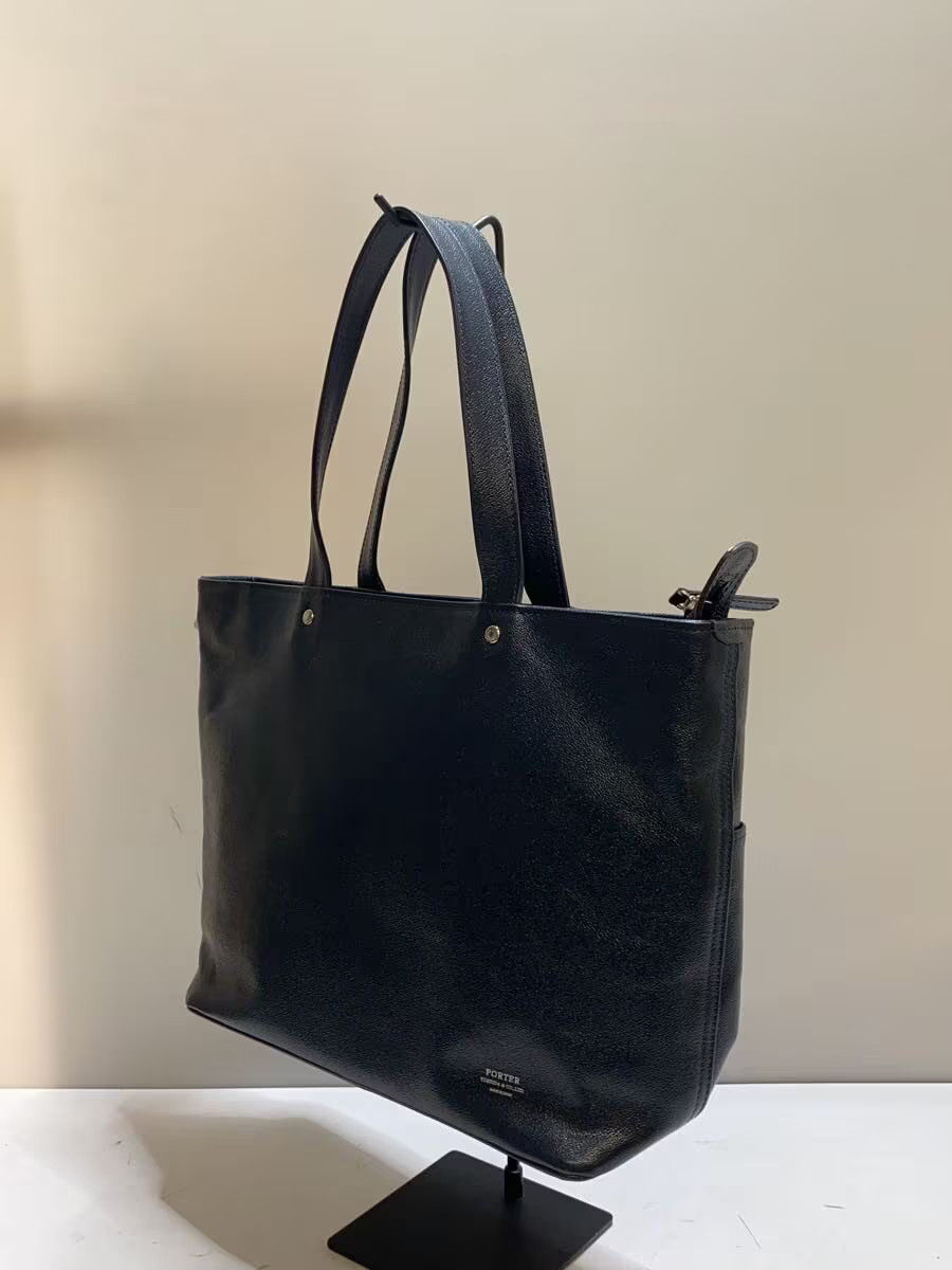 PORTER Tote Bag Leather NVY Solid