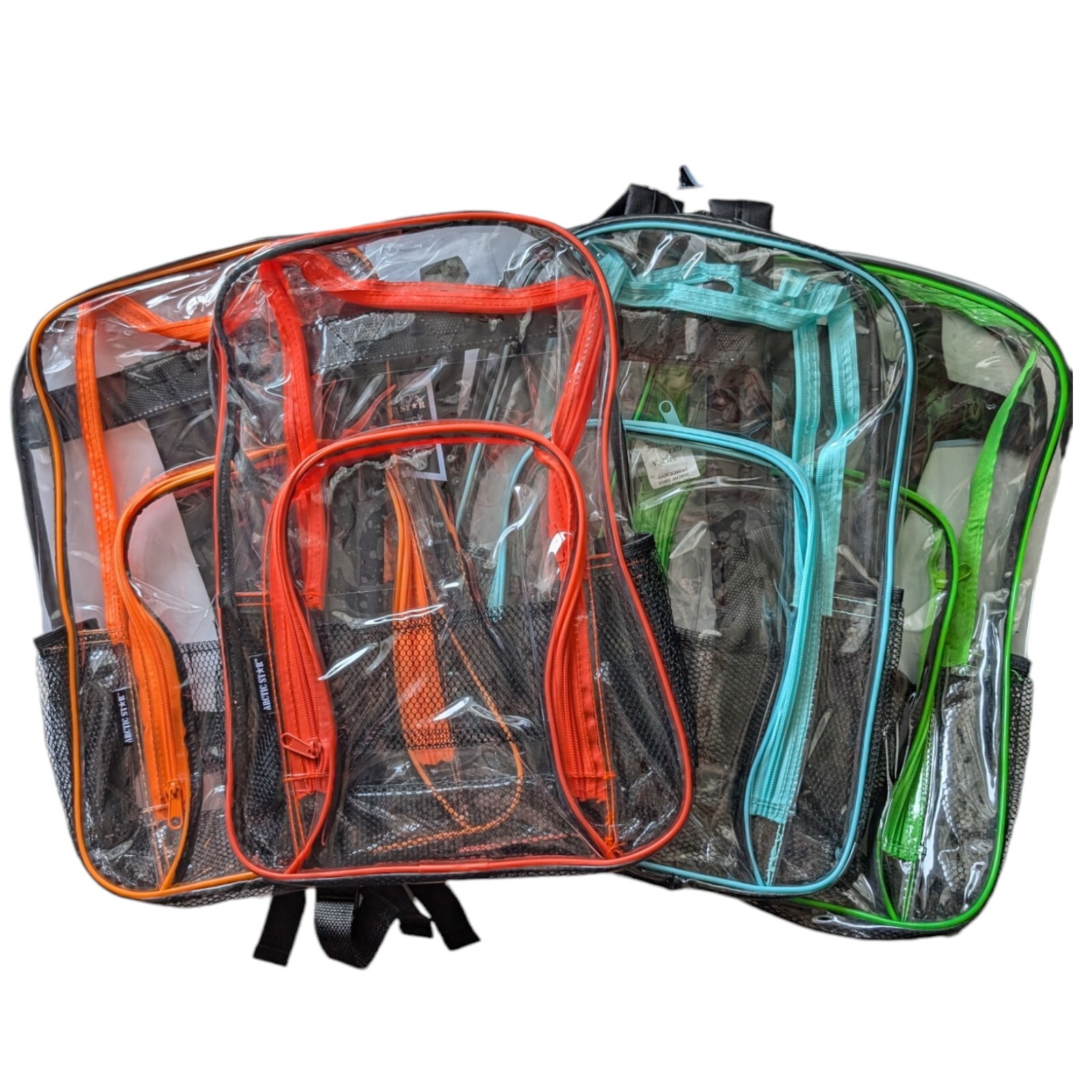 HEAVY DUTY CLEAR BACKPACK Arctic Star Transparent PVC School Stadium Color Trim