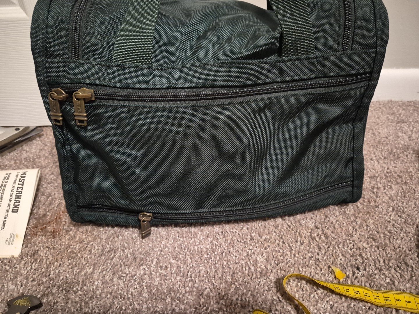 Tumi Dark Green Ballistic Nylon Carry-on Duffle With Name Tag