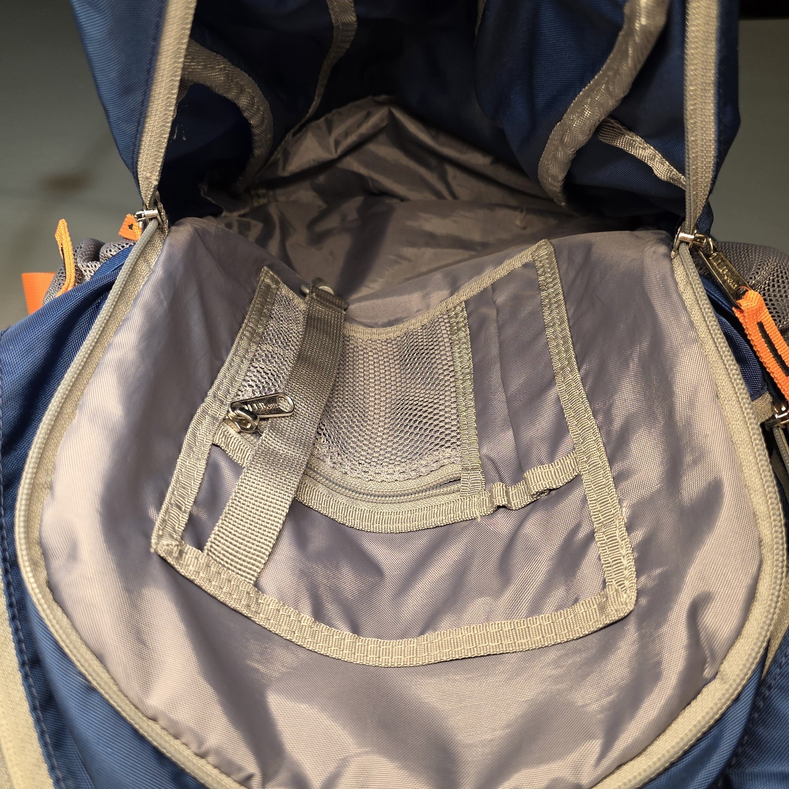 LL Bean Explorer Backpack Blue/Orange Hiking Bag Camping Outdoors Multi Compartm