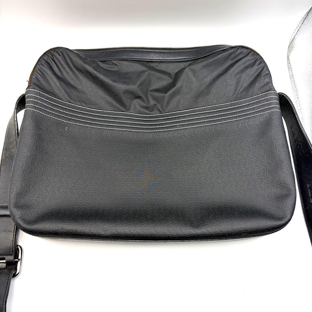 LOEWE Shoulder Bag Repeating Anagram with Pouch Leather Men Size 36x28cm