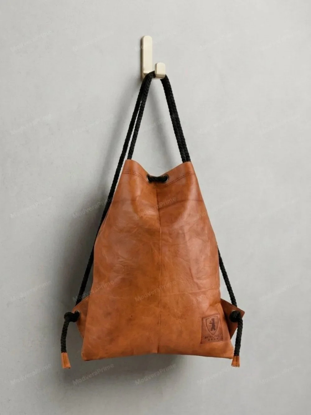 Berliner Leather Gym Bag Vintage Genuine 753 Drawstring Backpack Men Women