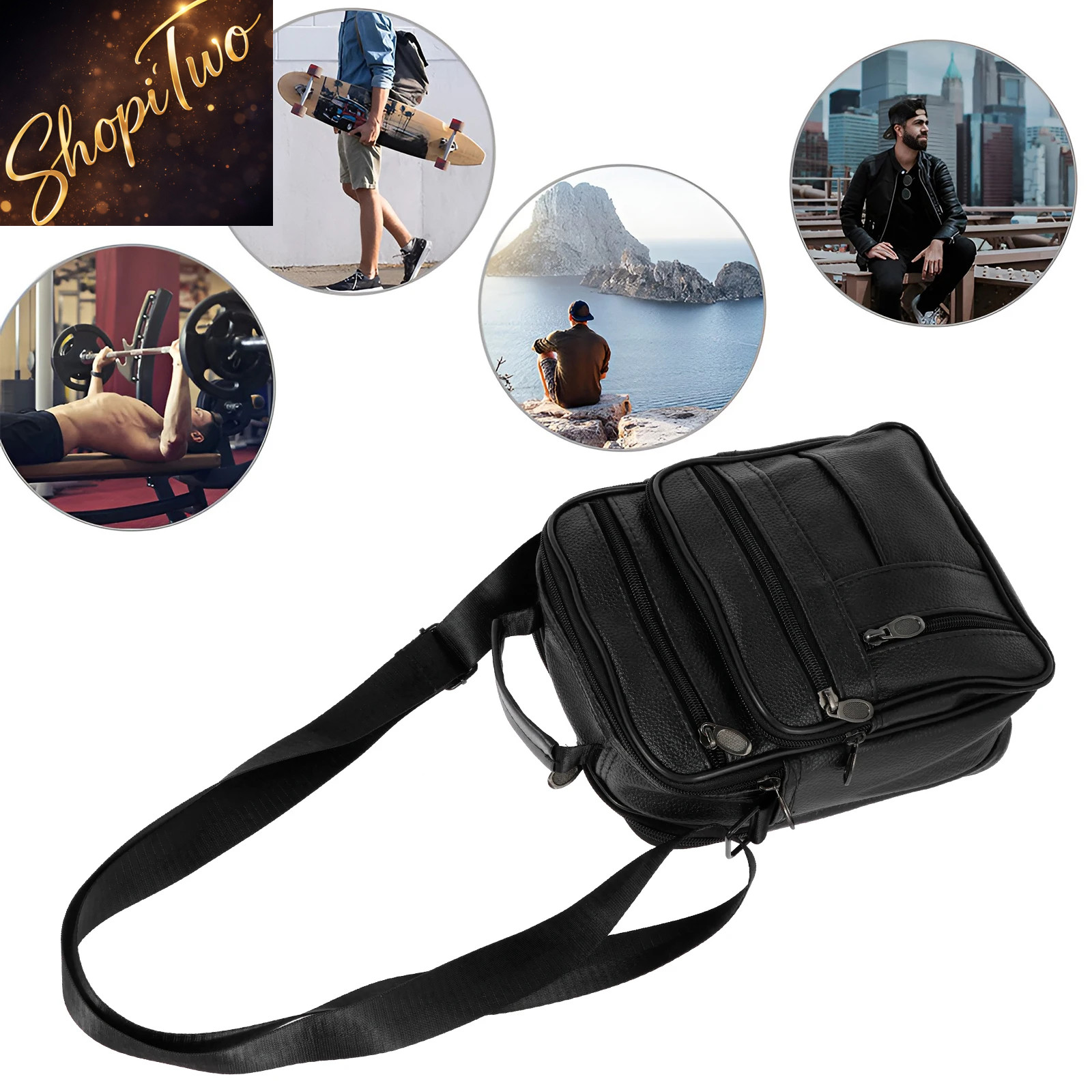 Men’s Cross Body Bag, Small Crossbody Bag Backpack With Adjustable Shoe