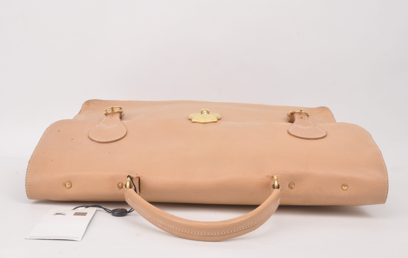 Burberry vintage tan leather briefcase bag