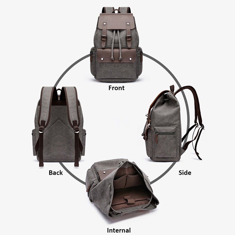 Canvas Backpack Satchel Travel Rucksack Hiking Camping Vintage School Travel Bag