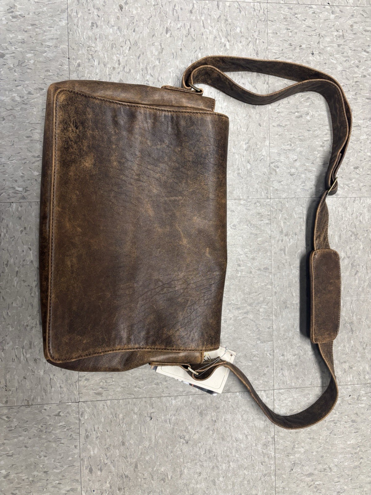 Scully Leather Laptop Messenger Bag Antique Brown WWII Museum Lamb Leather