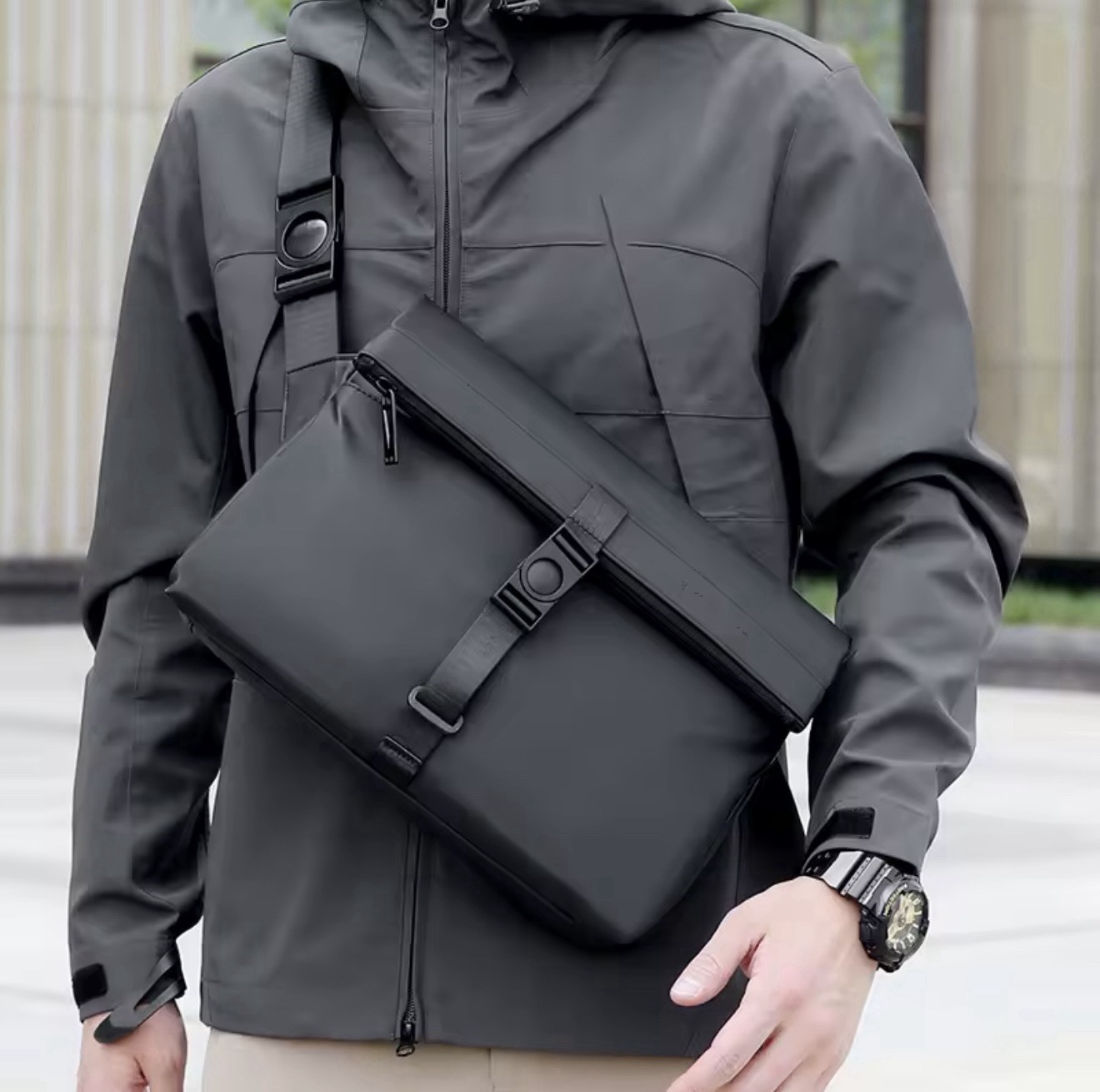 Retro Crossbody Large Capacity Men’s Briefcase Shoulder Bag Travel Backpack