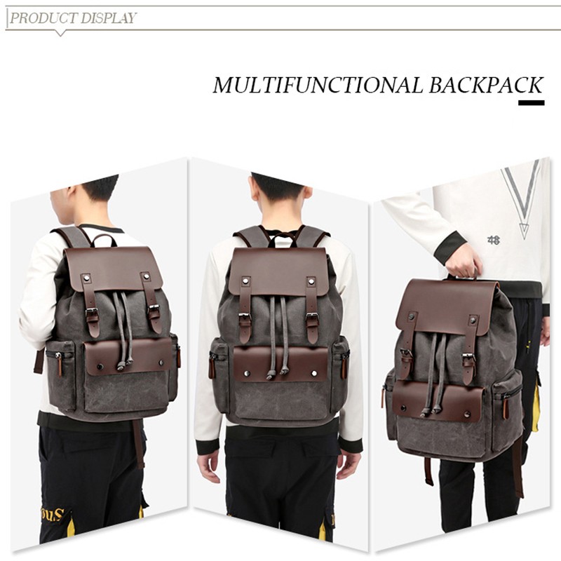 Canvas Backpack Satchel Travel Rucksack Hiking Camping Vintage School Travel Bag