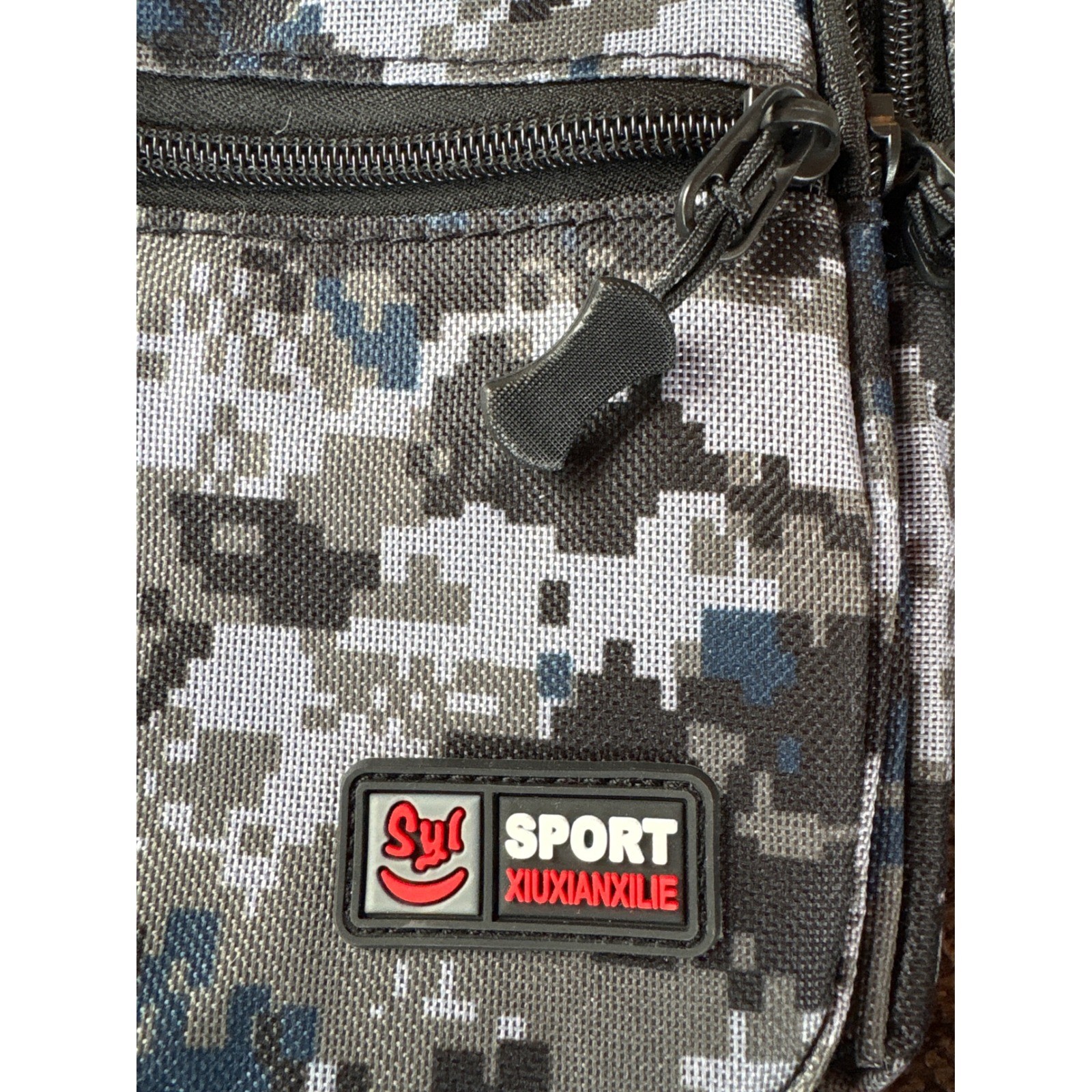 Sport Xiuxianxilie Digital Camo Sling Bag Blue Grey Crossbody Backpack Techwear