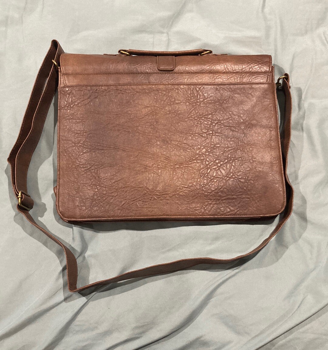 Mens Asos Smart Briefcase Messenger Bag Document Folder – Brown