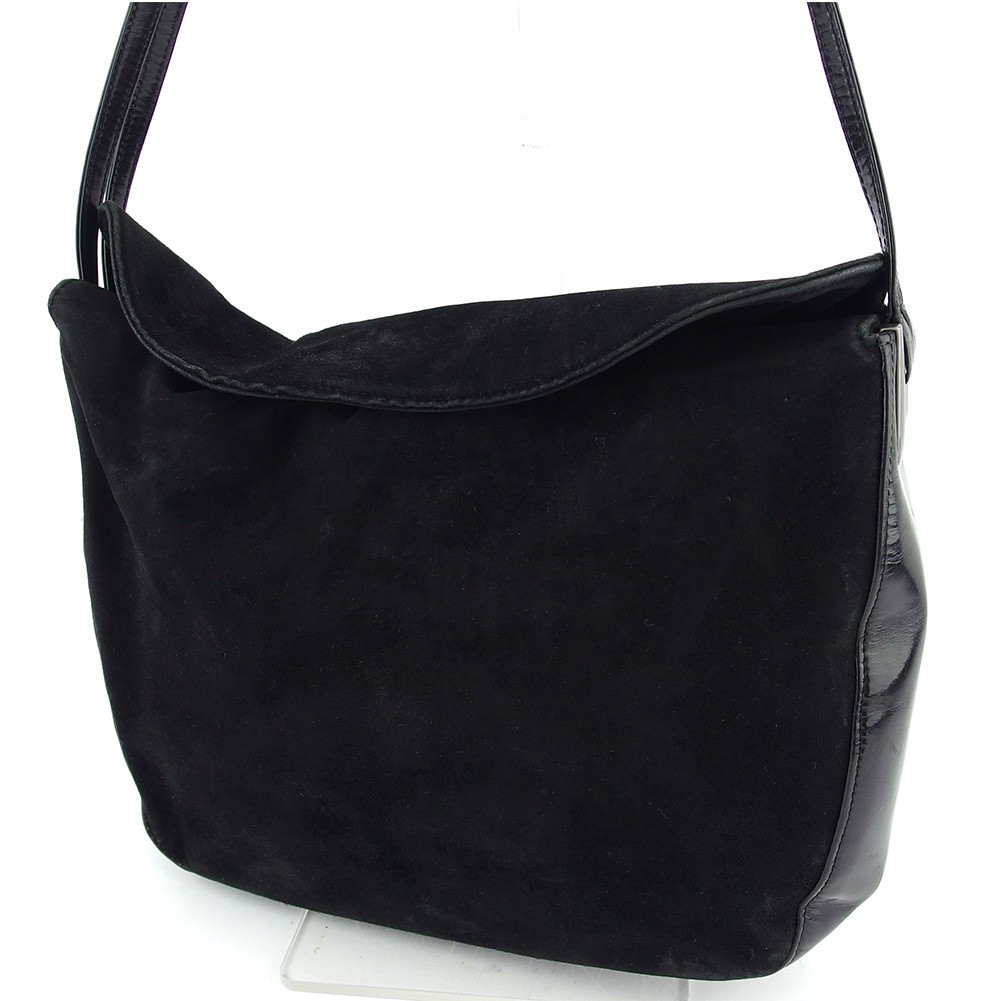 BALLY Shoulder Bag mixed material combination Black and Silver