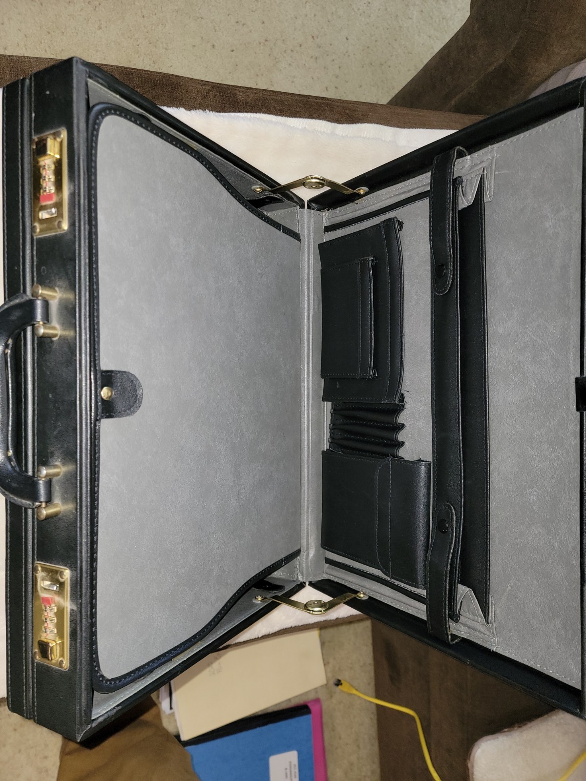 Black Briefcase with Double Locking Feature Slight Damage See Photos