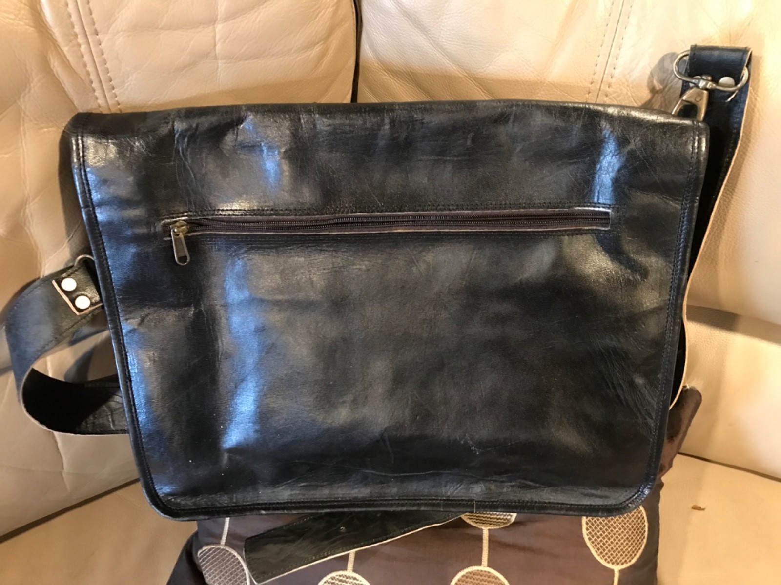 18″X13″ Buffalo Leather Black Large Men’s Briefcase Messenger Satchel Laptop Bag