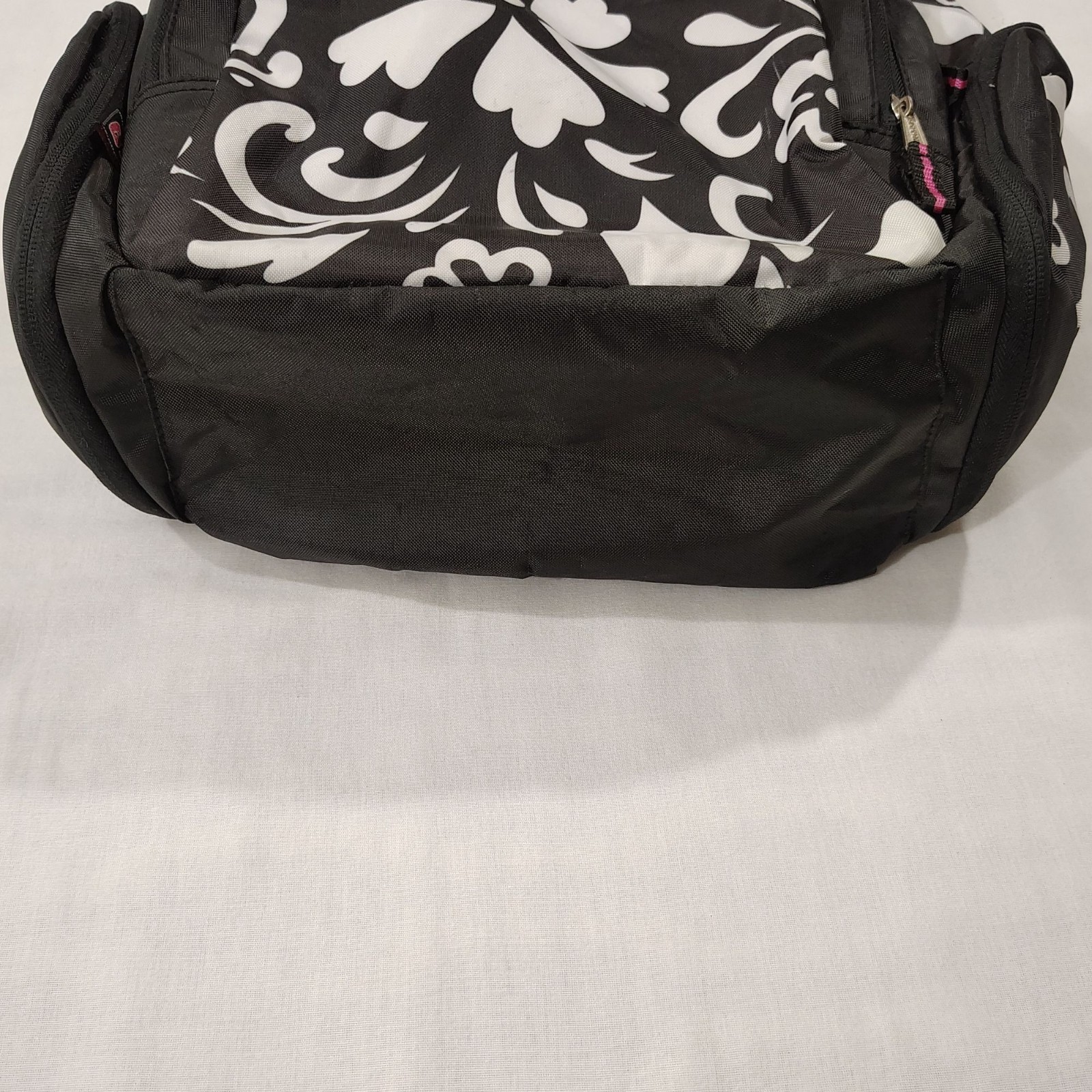 EastSport Black White Floral Backpack Multiple Compartments Adjustable Straps