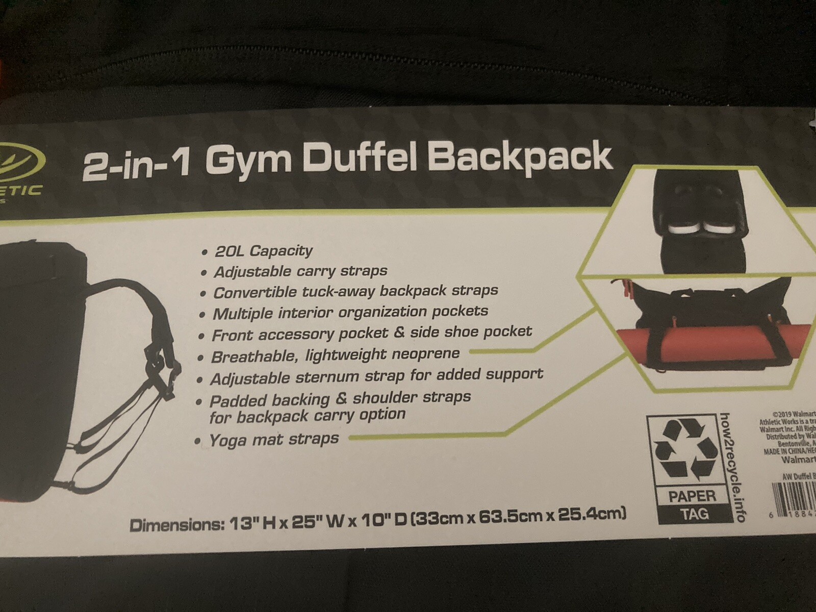 Gym Bag/Duffel Bag &Backpack all in one! Sports/Travel/Outdoor Adventure Black 