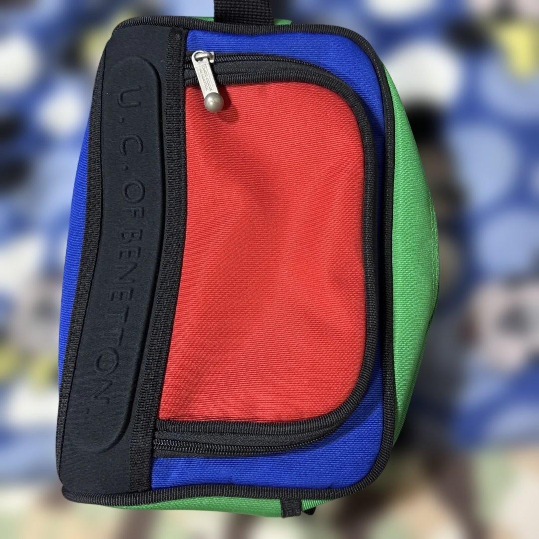 Vintage 1990s Benetton Shoulder Bag Multicolor Crossbody UCB Logo Japan Rare