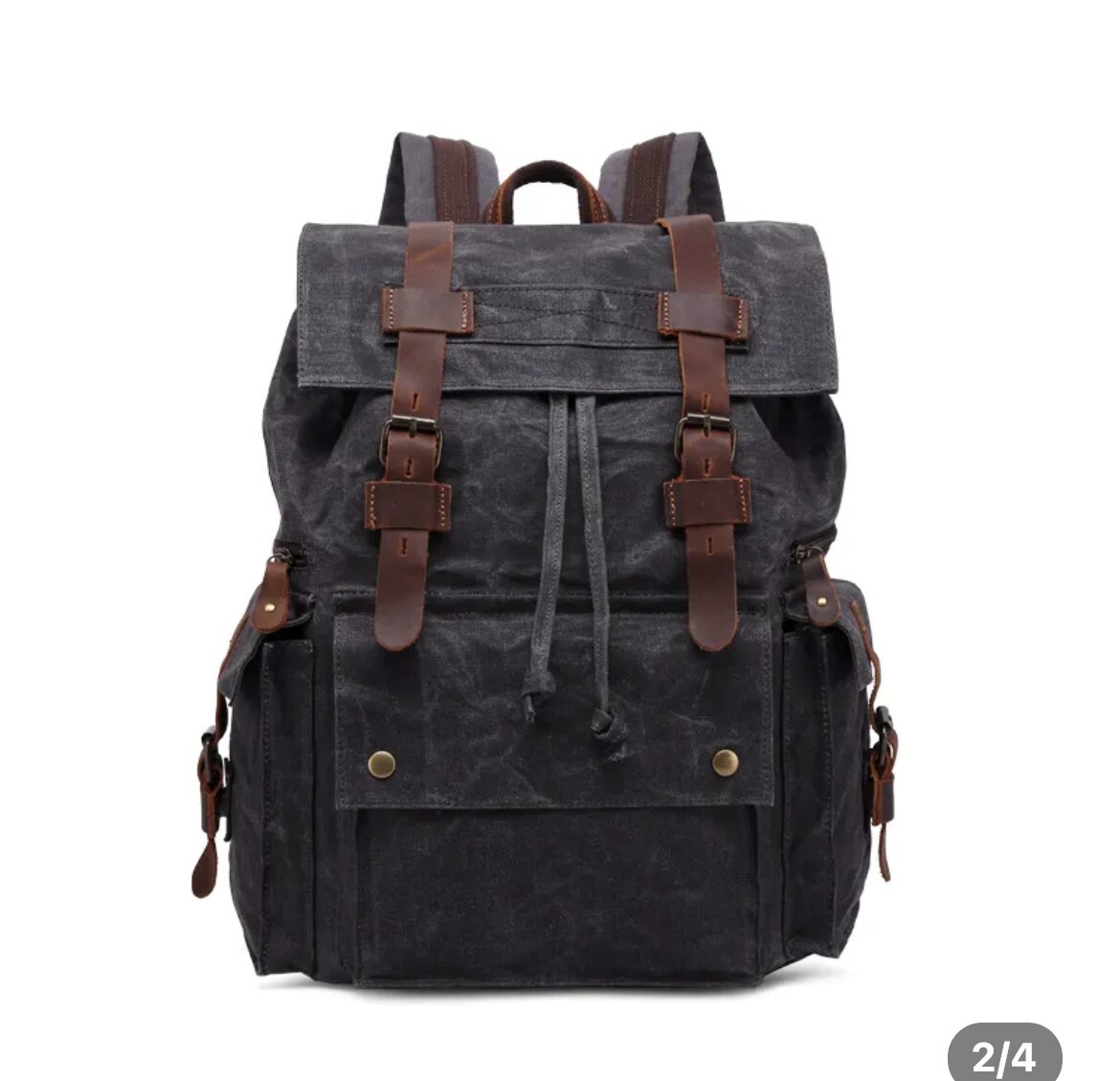 Waterproof waxed canvas back pack, rugged, strong, 13 x 6.3 x 17,