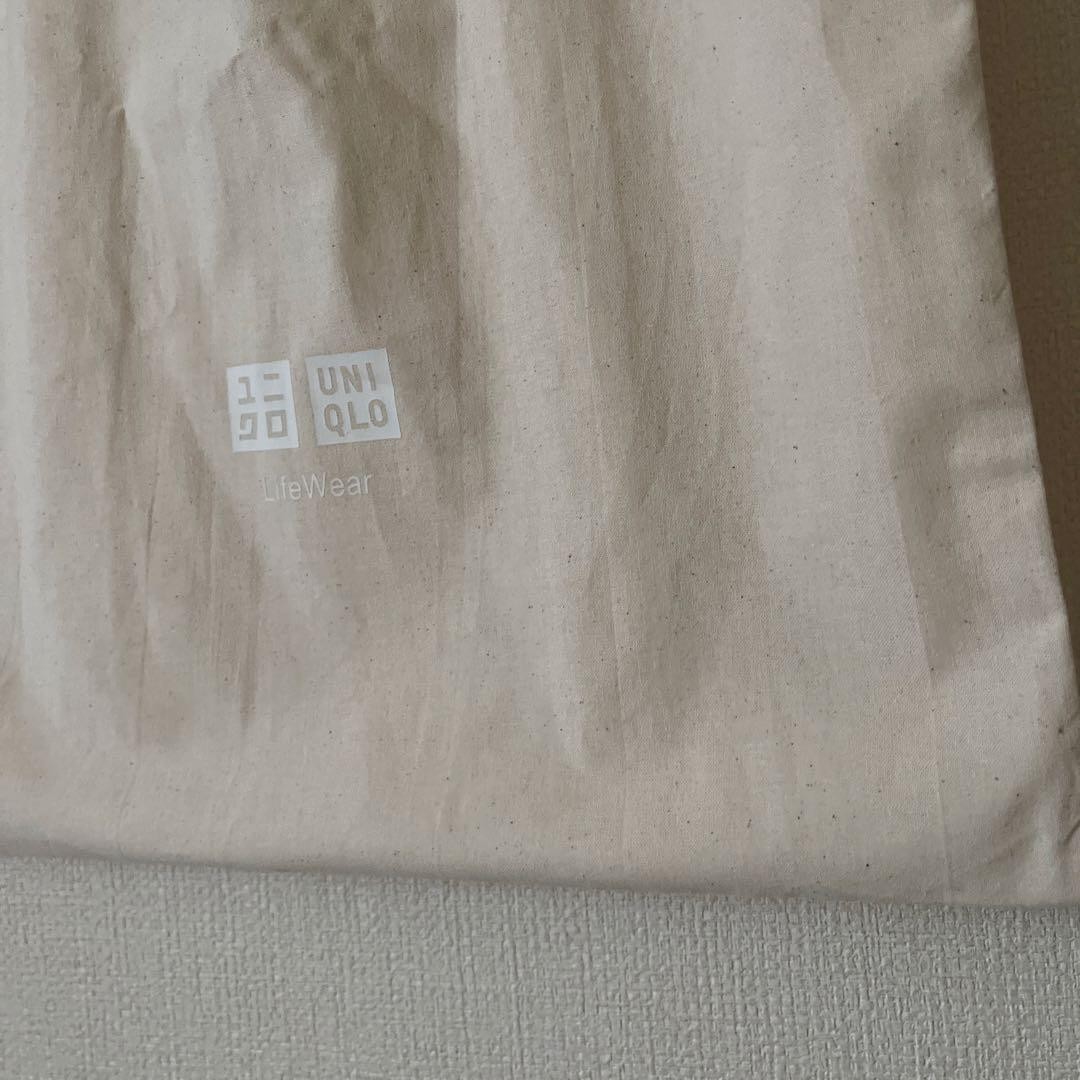 UNIQLO Cotton Tote Bag Ecru Drawstring Natural Fabric Used