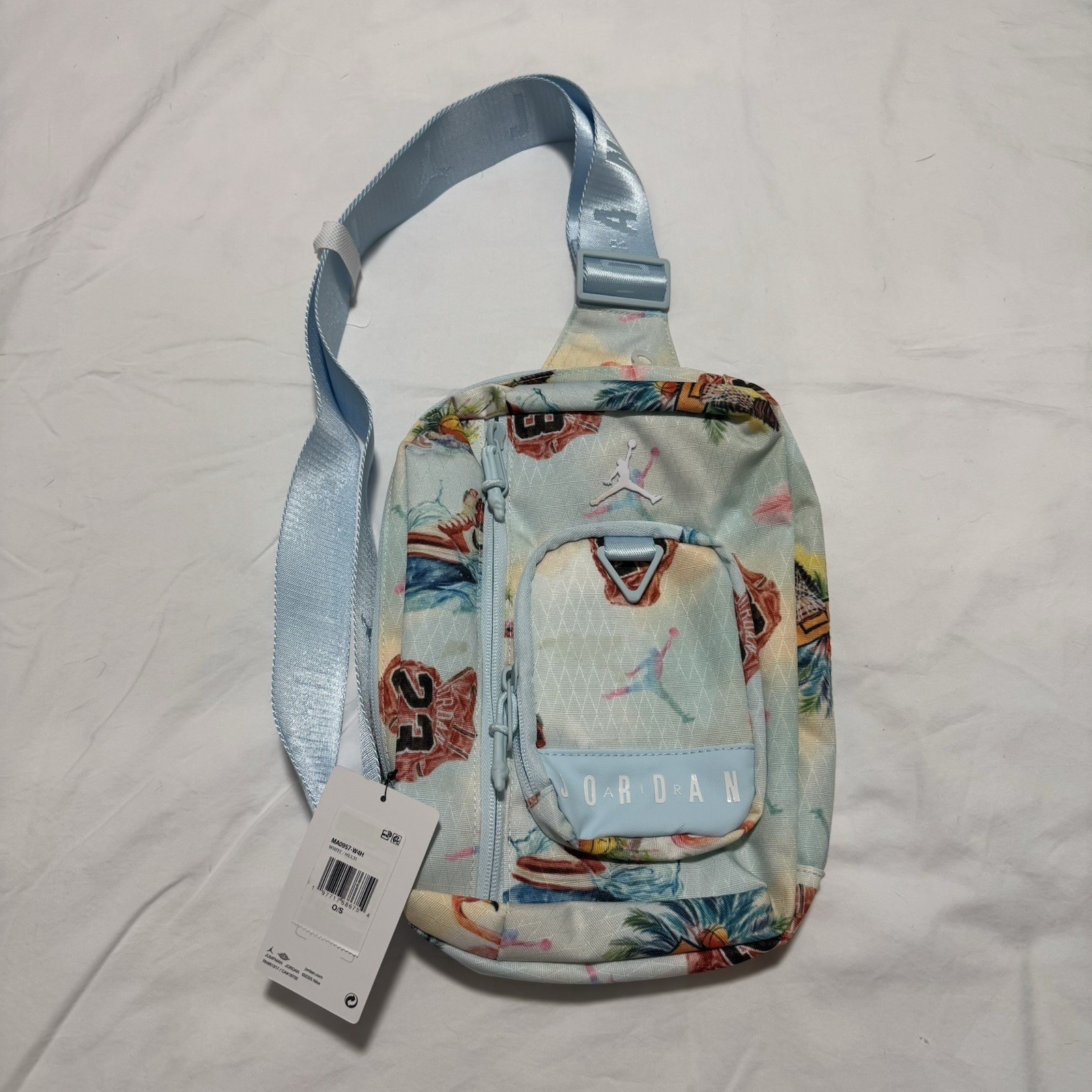 Nike Air Jordan Cordura Crossbody Bag Blue Tropical Flamingo MA0957-W4H NWT