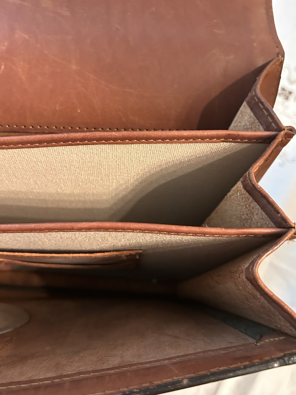 Schlesinger Vintage Brown Leather Briefcase With Working Combination Lock