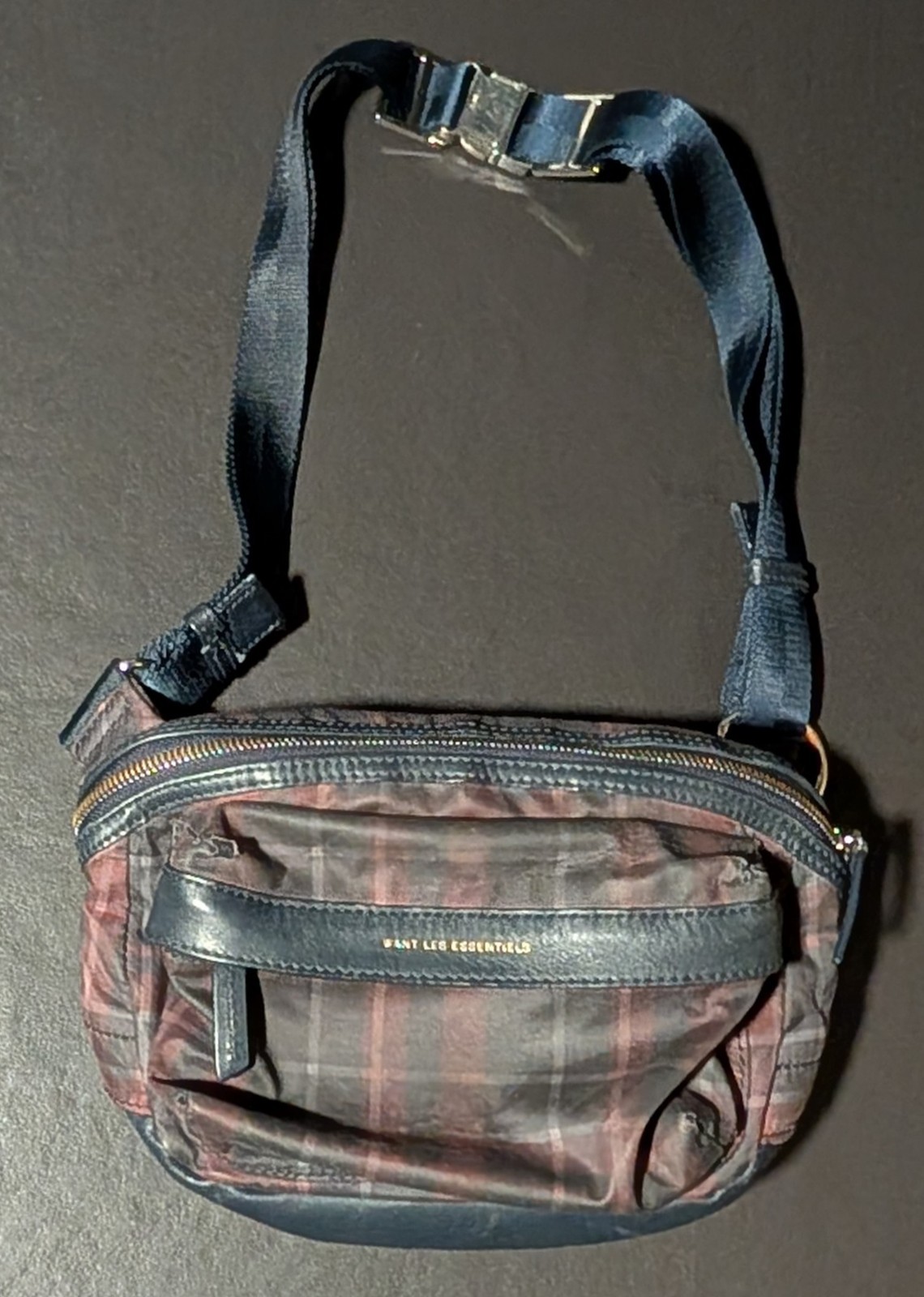 Tocoma – Want Les Essentials Waist Bag – Blue Plaid – Leather & Cotton