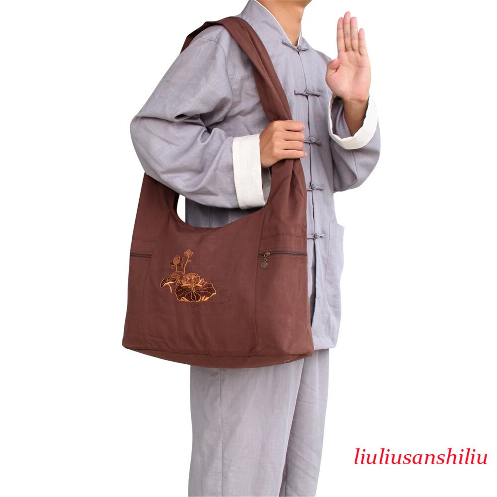 1pcs Buddhist Supplies Monk Pack Shoulder Bag Packages Cotton Canvas Buddha Bags