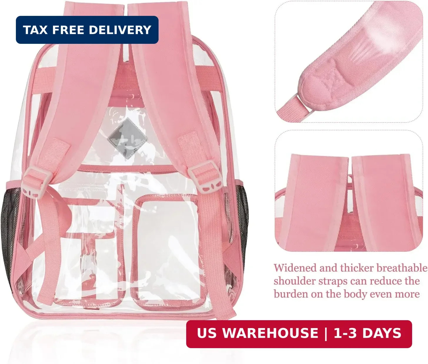 Clear Backpack Heavy Duty Large PVC Transparent See Through Backpacks Work Trave