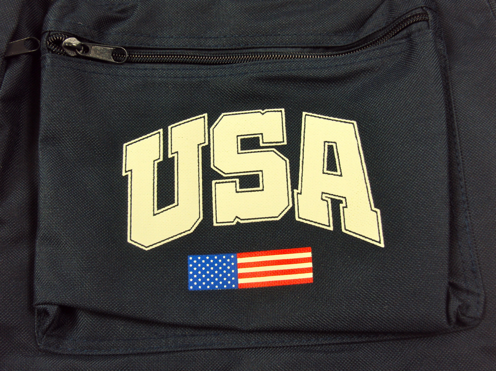 Nylon Canvas Backpack ~ Basic 2-Pocket School Book Bag w/Patriotic USA Emblem