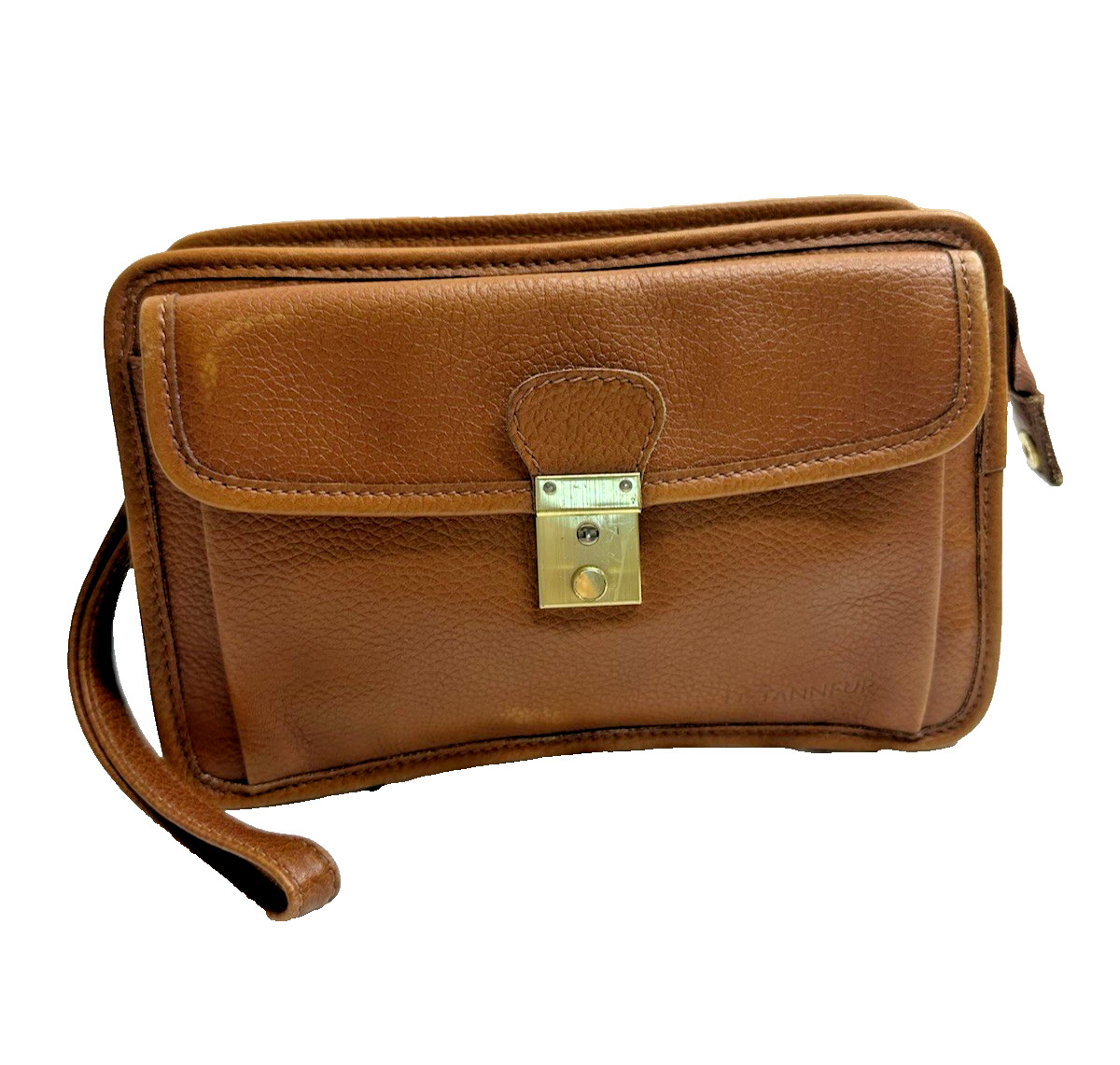 Le Tanneur Leather Brown Plain Men’s Bag Wrist Strap France 1898 Used