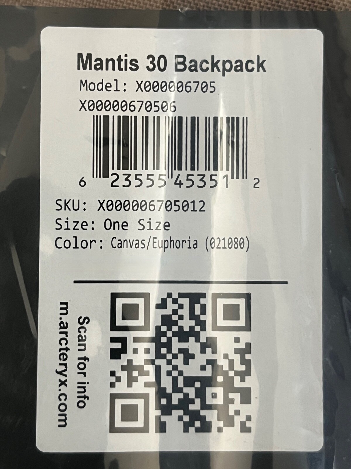 NWT Arc’teryx Canvas Euphoria Mantis 30 Trekking Hiking Backpack
