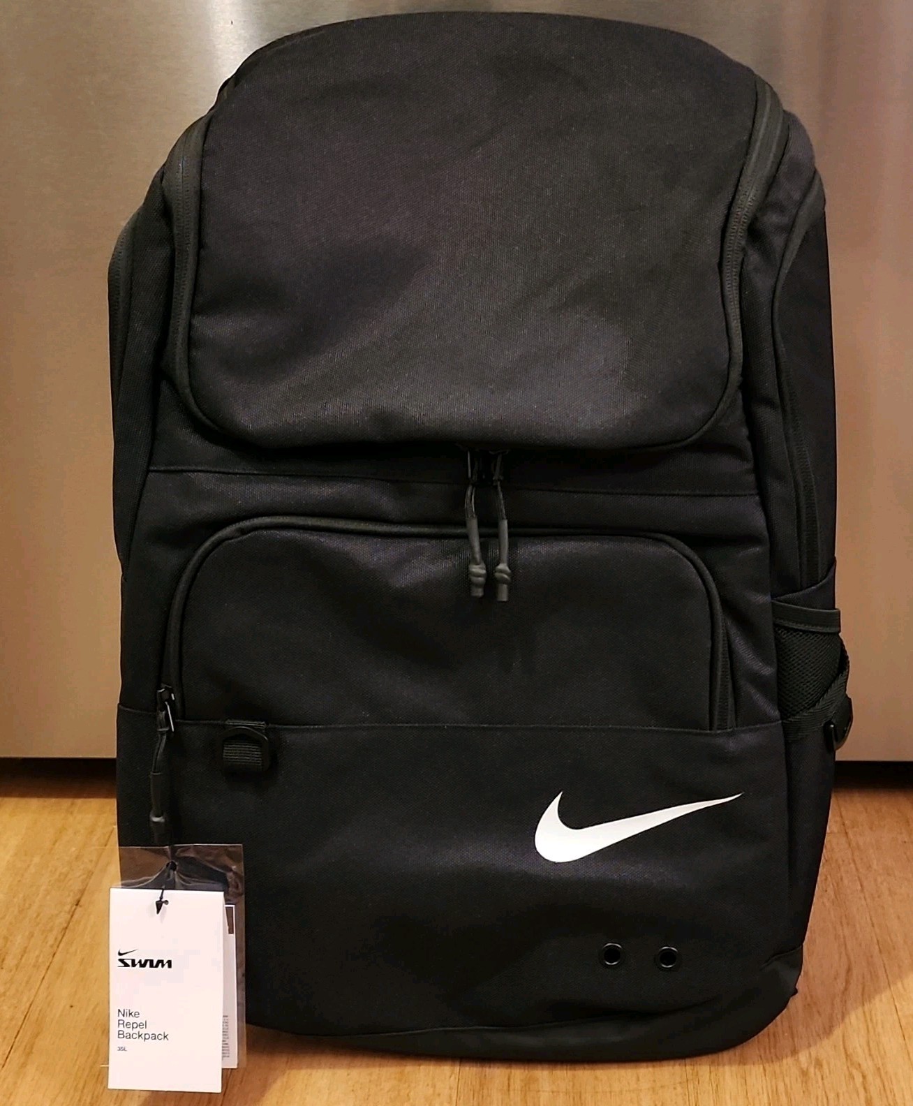 Nike Repel Water-Repellent 35L Backpack Black Swoosh Zip Unisex