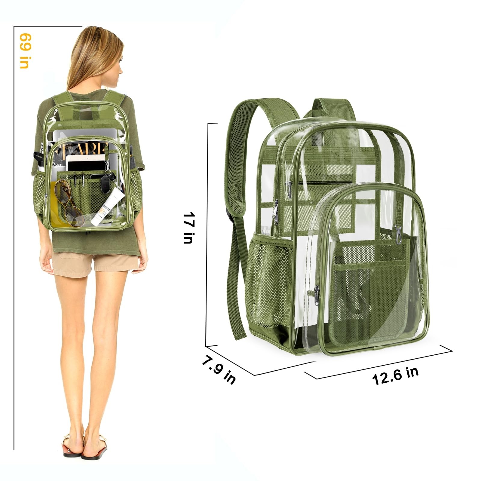 Heavy Duty Clear Backpack Transparent PVC School Bookbag for Boys and Girls