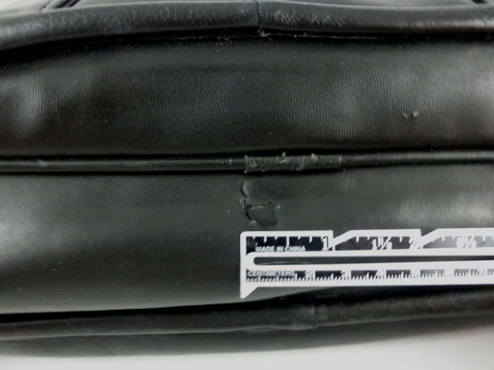 Black Leather Laptop Case Briefcase Expandable Audio Pocket Pinnacle Leather