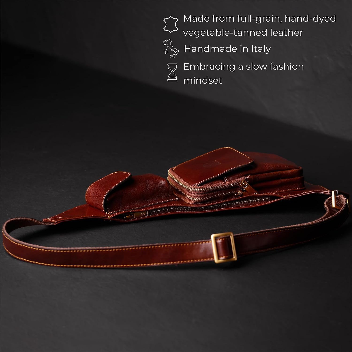 Leather Sling Bag – Crossbody Bag – Messenger Bag for Men and Women – Handmade S