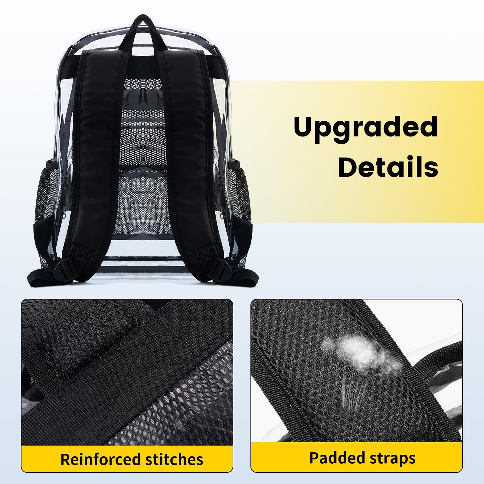 Clear Backpack Heavy Duty PVC Transparent Backpack with Reinforced Strap & La…