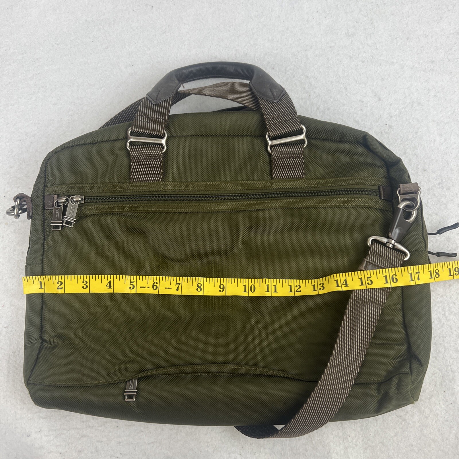 TUMI Alpha Bravo Anthracite Nylon Green Computer Briefcase Expandable Laptop Bag