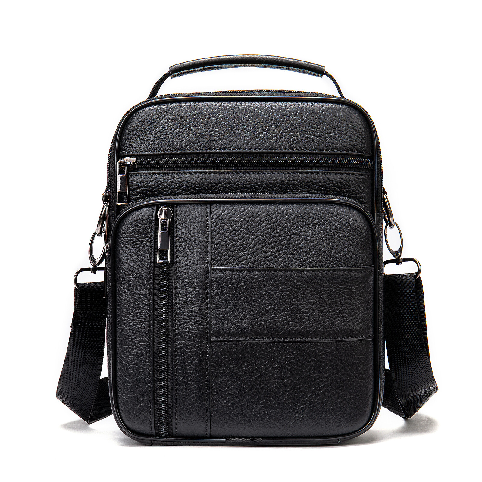 Mens Leather Messenger Bag Crossbody Shoulder Bag Multi-Pocket Organizer