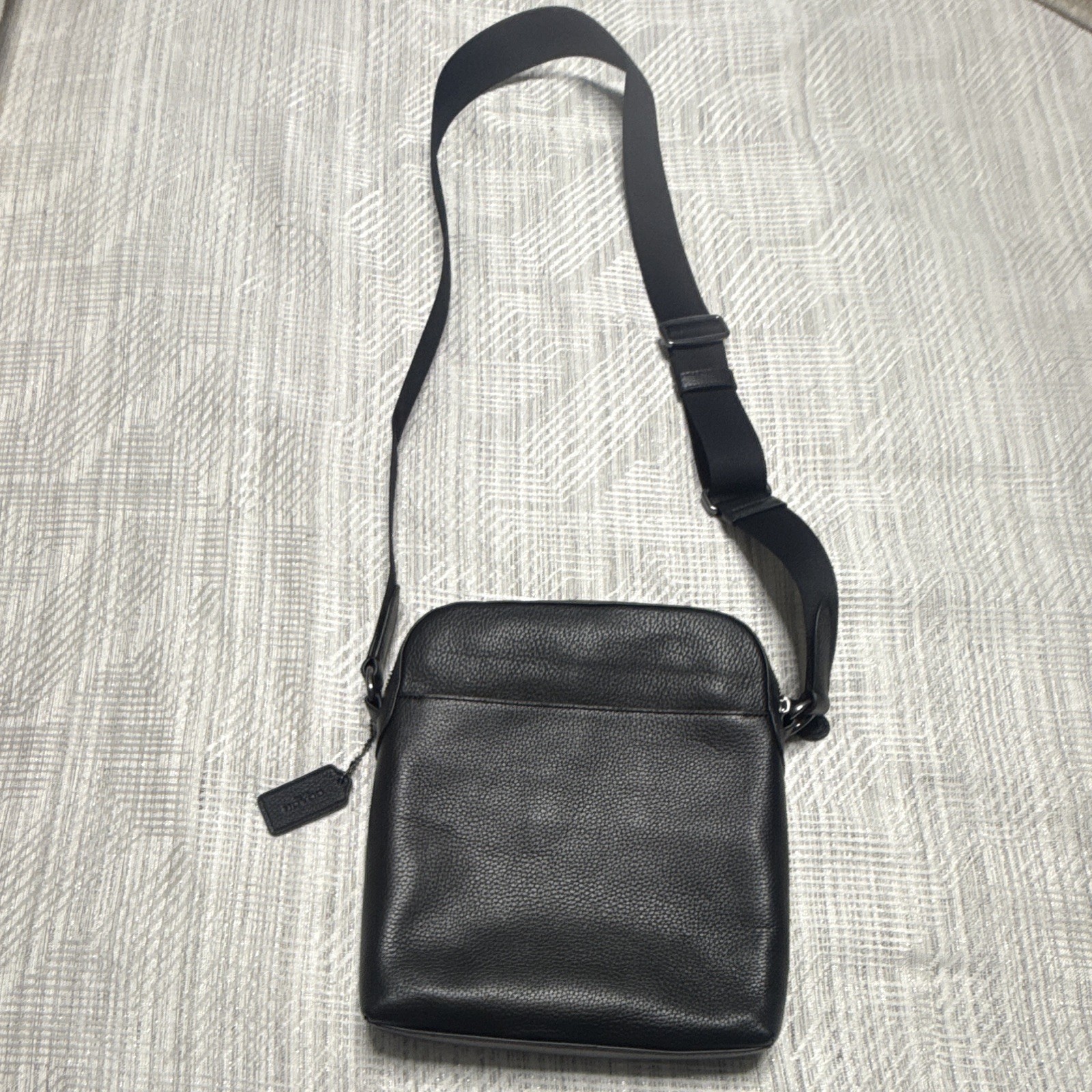 Coach Black Small Crossbody Flight Bag, Zip Closure, Adjustable Strap, Pockets