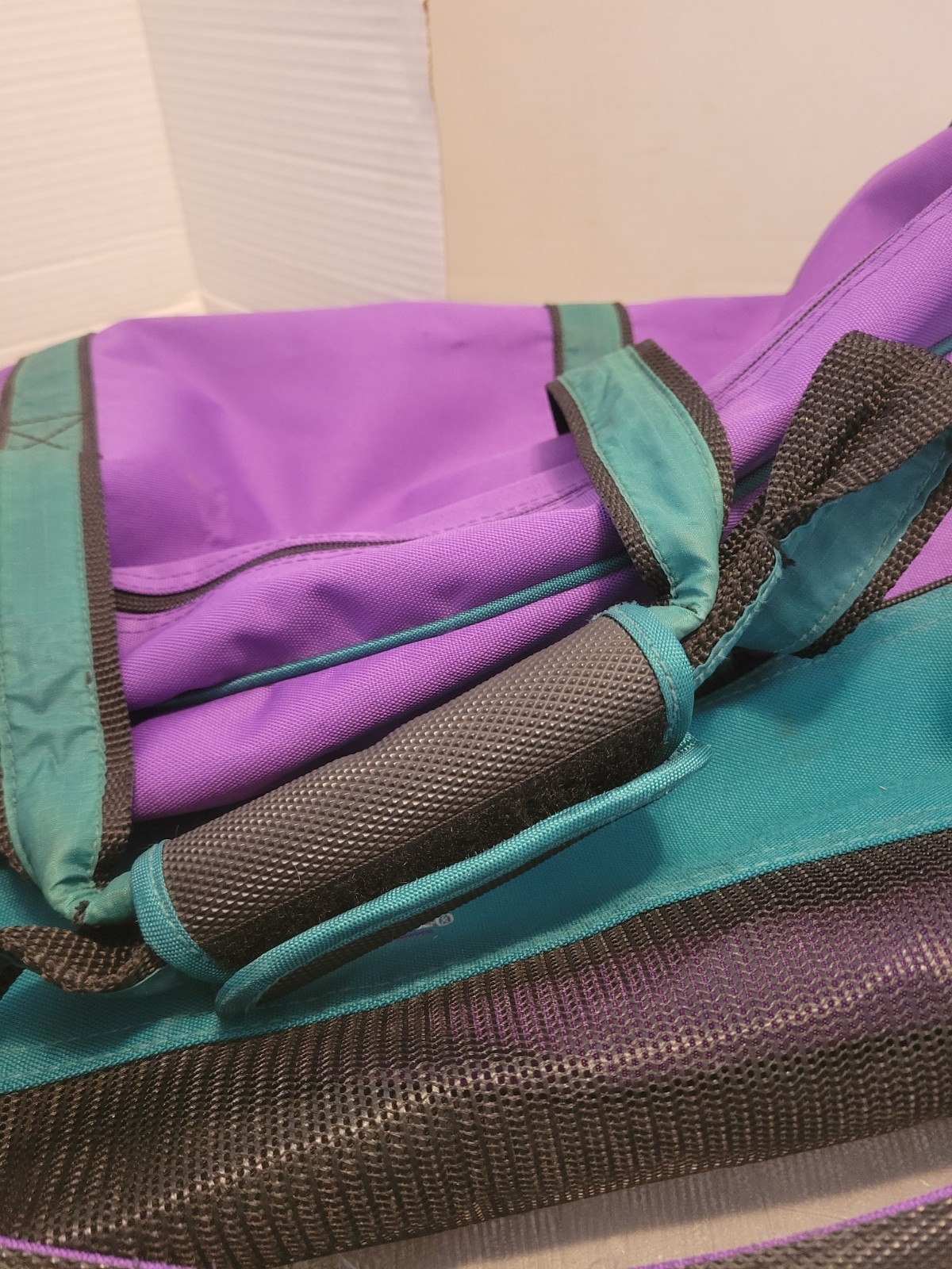 High Sierra Canvas Duffle Gym Travel Bag Purple Teal Vintage 1990s