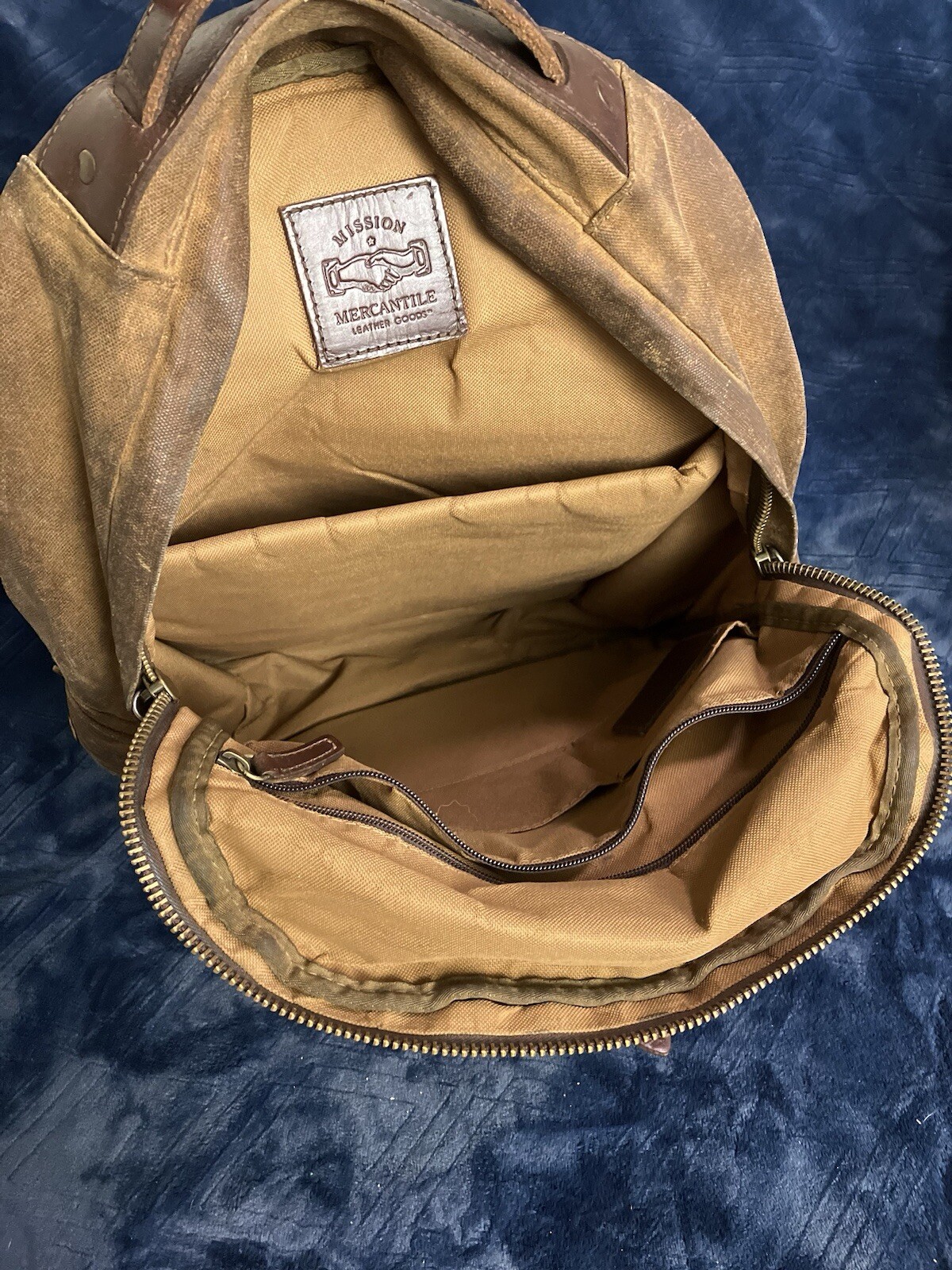 Mission Mercantile Backpack Waxed Canvas Leather Large Laptop Day Bag ISSUES